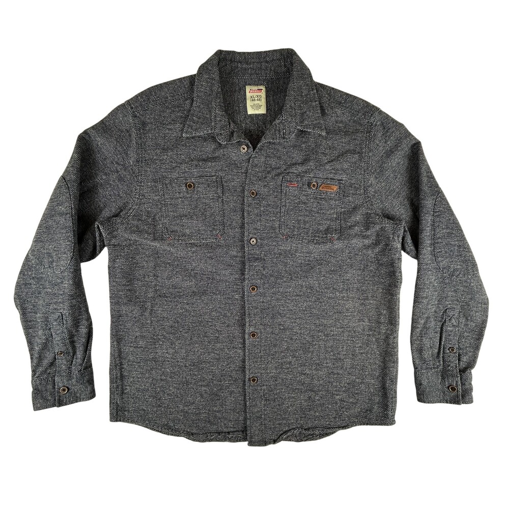 Dickies Shirt Mens XL Blue Gray Button Up Long Sleeve Textured Cotton Workwear